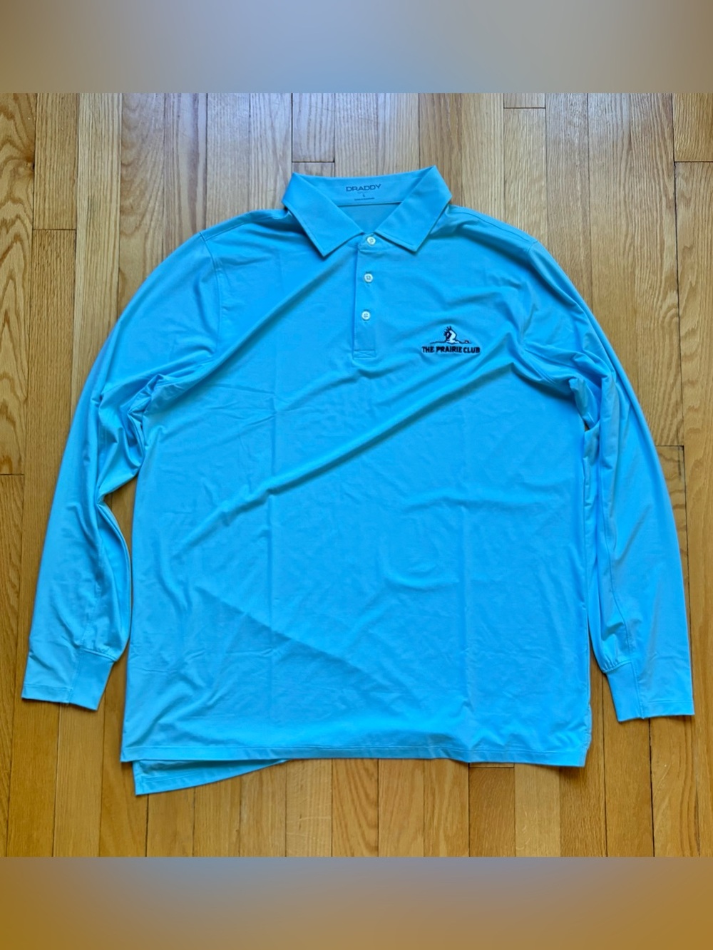 B. Draddy Sport Men’s Long Sleeve Performance Polo Shirt Large Light Blue Solid